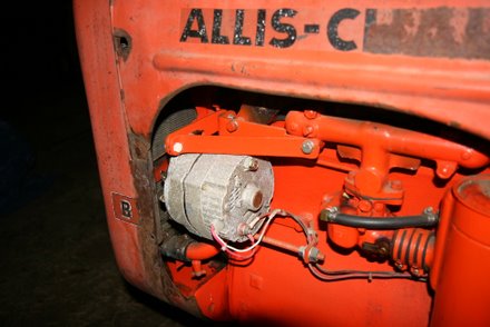 Triangulated alternator mount for Allis Chalmers B