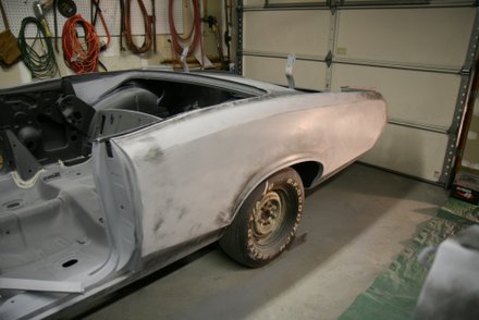 GTO with guide coat on quarter panel