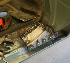 Quarter Panel Door opening patch welded into place 67 GTO