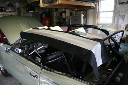 Intalling top pad onto convertible frame 1967 Pontiac GTO