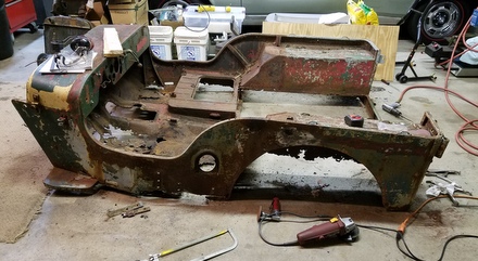 Rusted out CJ3A body tub