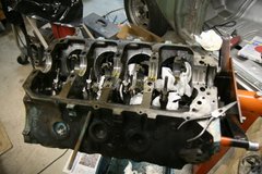 Engine block ready for crankshaft installation