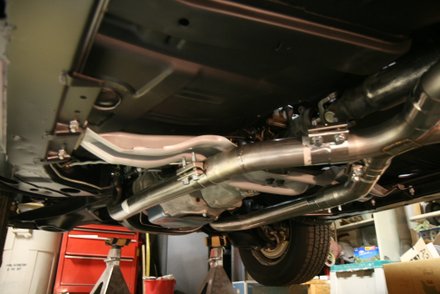 Pypes X section clamped in place on 1967 GTO