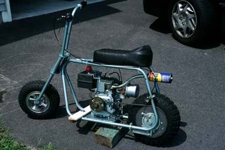 Minibike with screaming WD-40 muffler